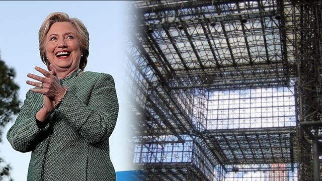 Hillary Clinton and the Javits Center.