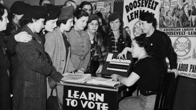 Women learning to vote in the 1920s