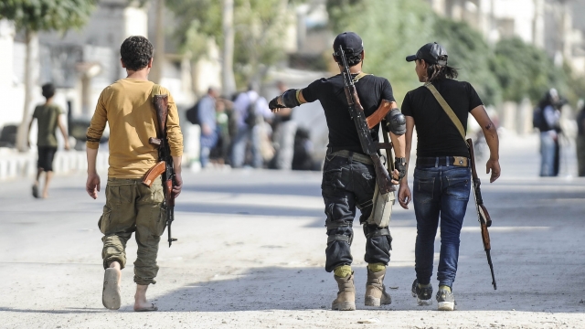 Members of a Syrian militia