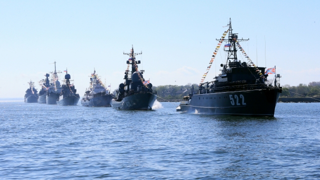 Baltic fleet vessels in formation.