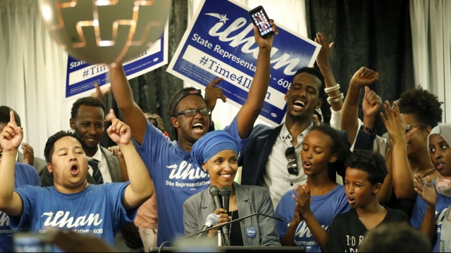 Ilhan Omar at a campaign event