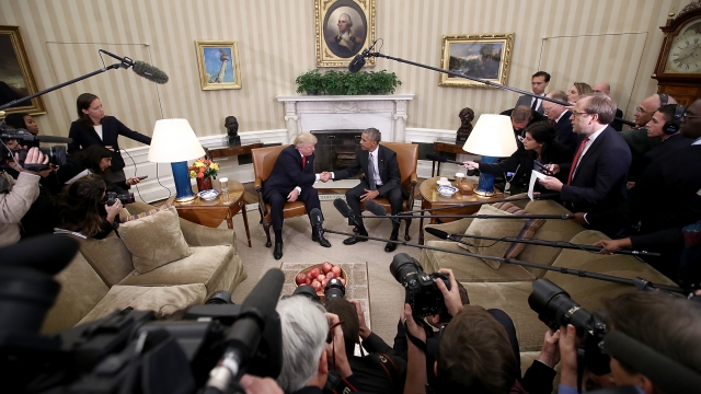 Donald Trump and President Barack Obama meet in the Oval Office.