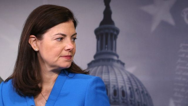 Kelly Ayotte speaks at a news conference.