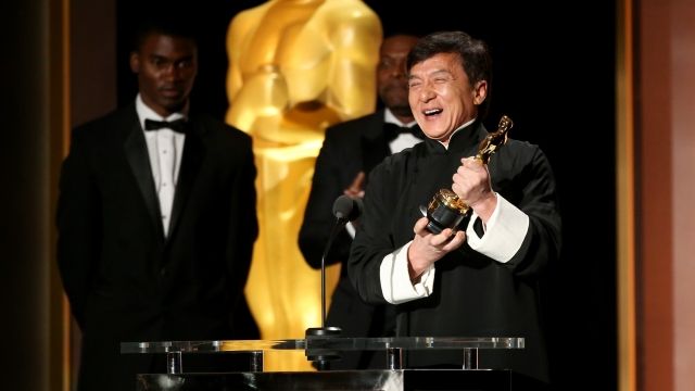 Jackie Chan receives an honorary Oscar.