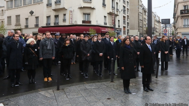 People gather to honor the Paris terror attack victims