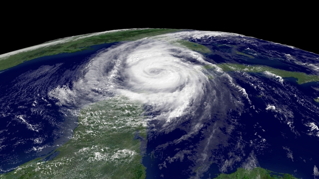 Satellite image of hurricane in the ocean