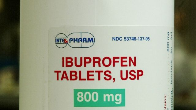 A bottle of ibuprofen.