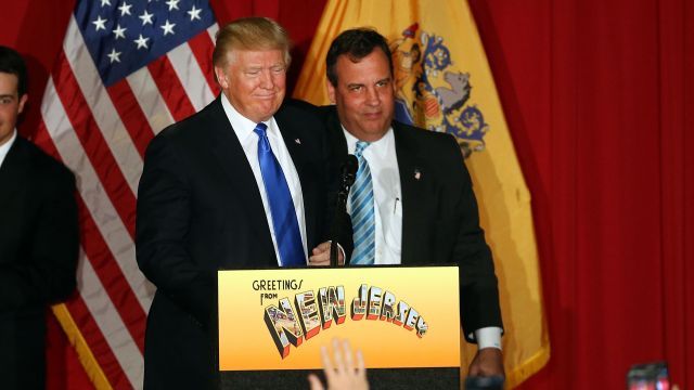 Donald Trump and Chris Christie at a campaign rally.
