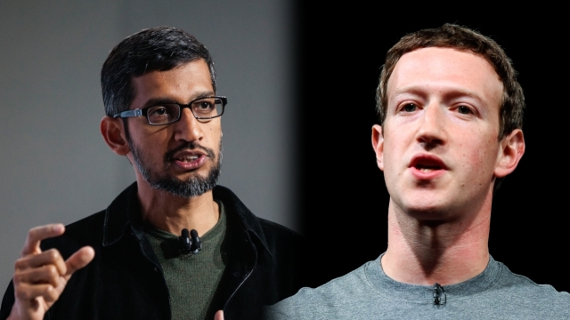 Google CEO Sundar Pichai and Facebook CEO Mark Zuckerberg.