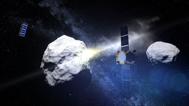 Representation of an asteroid deflection mission