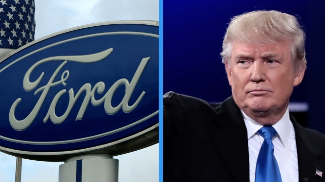The Ford logo and Donald Trump
