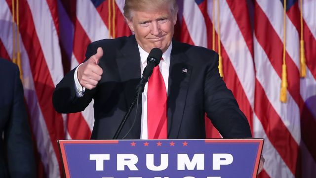 Donald Trump gives a thumbs-up.