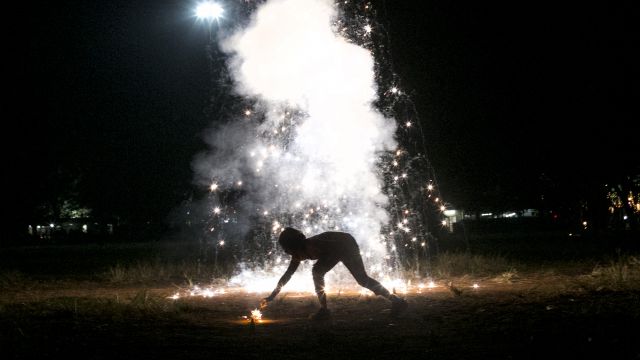 Fireworks during a Diwali celebration