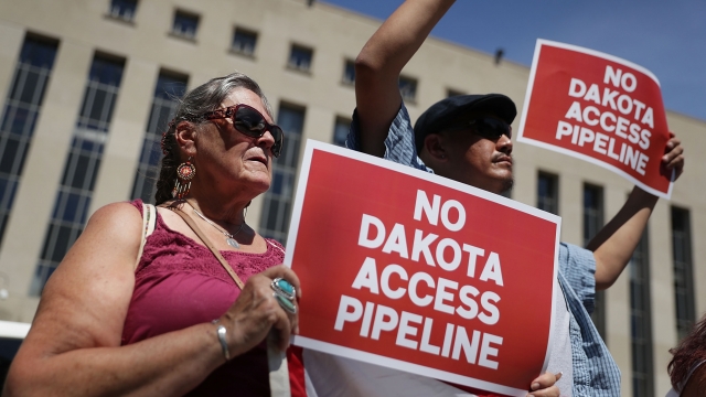 Activists rally against the Dakota Access Pipeline.