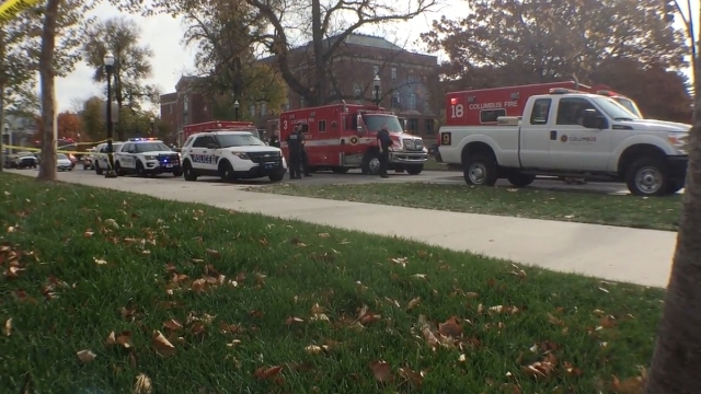 Crime scene after attack at Ohio State University campus.