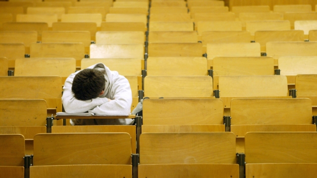 A student in a lecture hall.