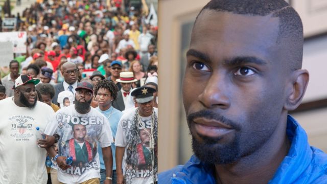 DeRay Mckesson And Group of Protesters in Ferguson