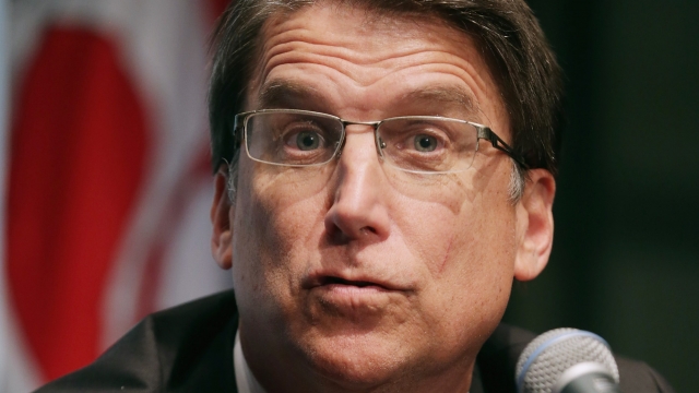 North Carolina Governor Pat McCrory holds a news conference.