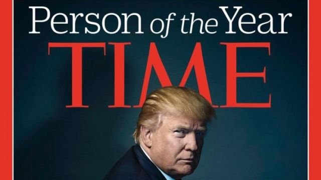 Time magazine's cover featuring its 2016 Person of the Year, Donald Trump.
