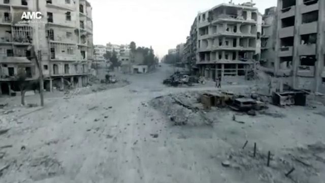 Aerial photography of Al-Shaar neighborhood before Al-Assad regime forces dominated it.