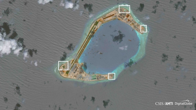 Satellite image of an island in the South China Sea.