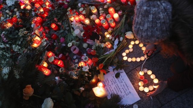 Candles and flowers near the site of the Berlin Christmas market attack