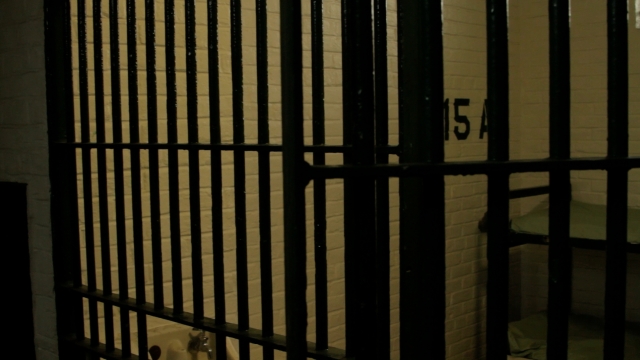Outside view of a prison cell.