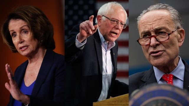 Nancy Pelosi, Bernie Sanders and Chuck Schumer
