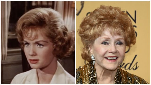 Debbie Reynolds in "The Rat Race" and present-day.