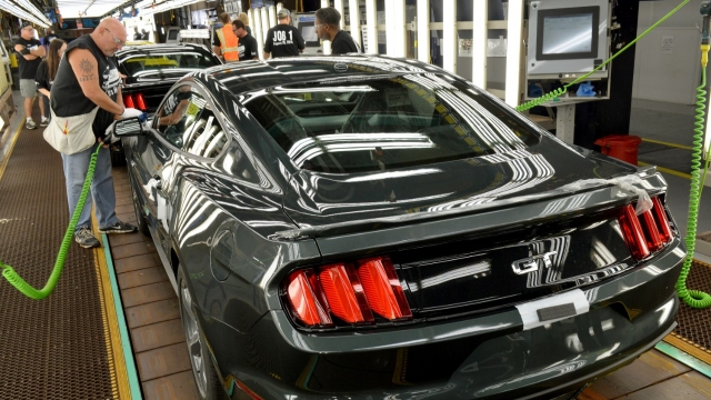 Ford mustang on manufacturing line