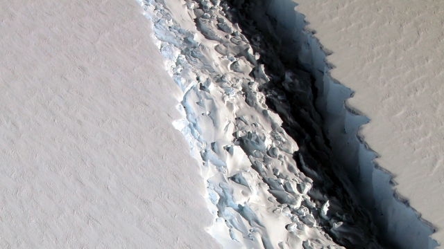 A photo of the crack in the Larson C ice shelf.