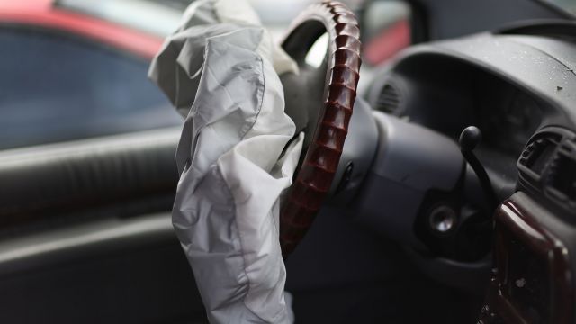 An airbag in a car