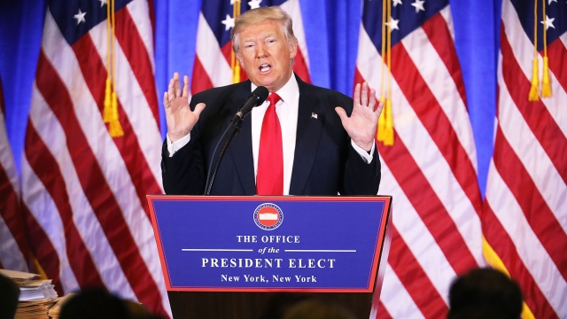 Donald Trump at a press conference.