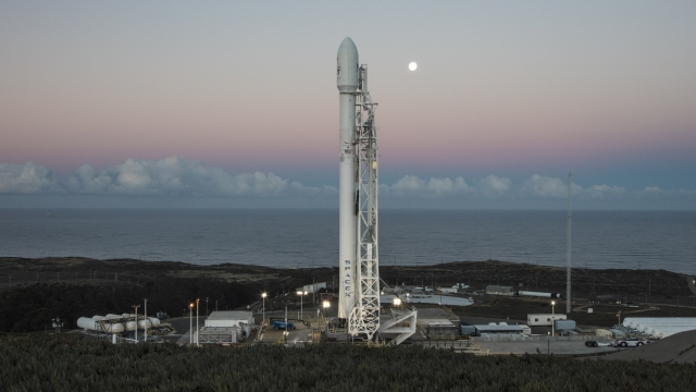 A Falcon 9 rocket on the launchpad