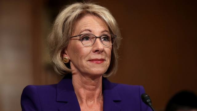 Betsy DeVos testifies during her confirmation hearing.