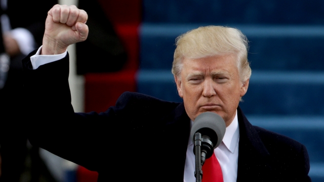 President Donald Trump speaking at his inauguration ceremony.