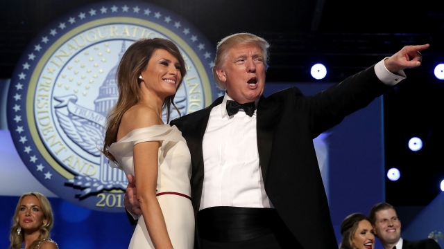 President Donald Trump and first lady Melania Trump thank guests.