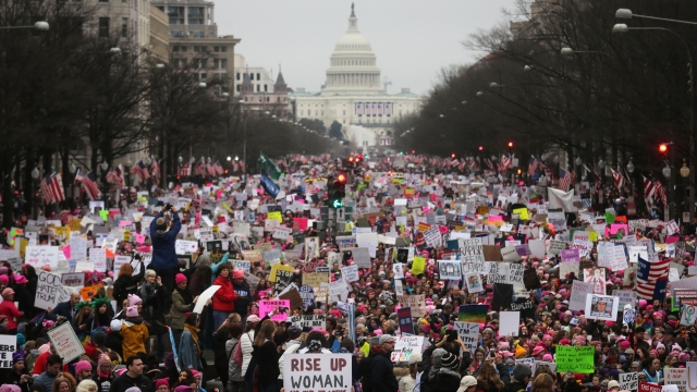 Women fill the streets of Washington, D.C. during the Women's March on Washington.
