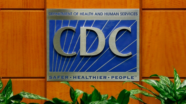 Podium with Centers for Disease Control and Prevention, CDC, logo