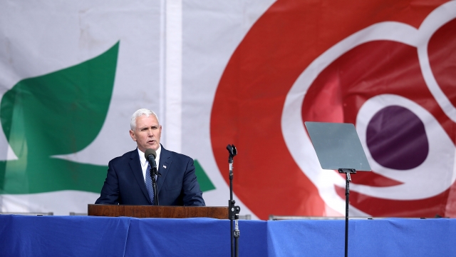 Vice President Mike Pence addresses a rally on the National Mall before the start of the March for Life.