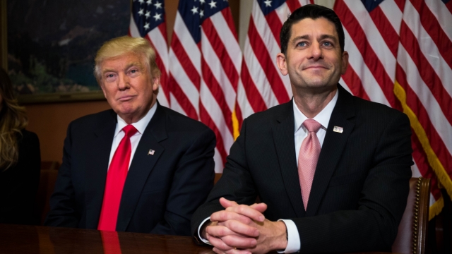 Donald Trump and Paul Ryan sit together