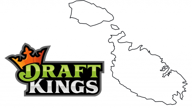 DraftKings' logo and an outline of Malta's borders.