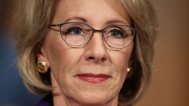 Betsy DeVos testifies during her confirmation hearing.