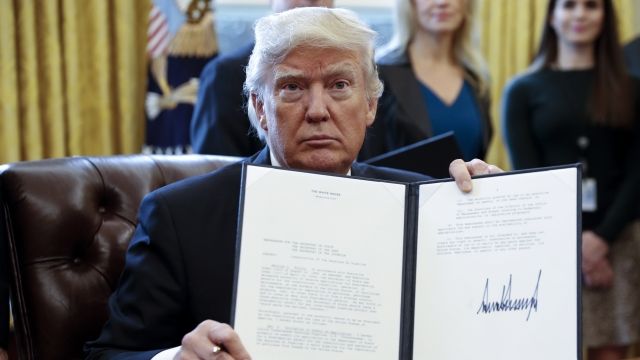 President Trump holds an executive order