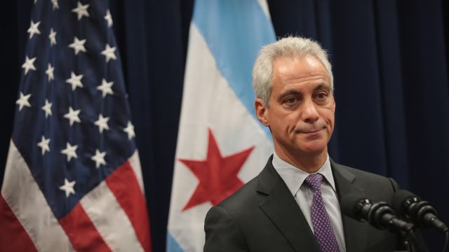 Chicago Mayor Rahm Emanuel speaks at a press conference