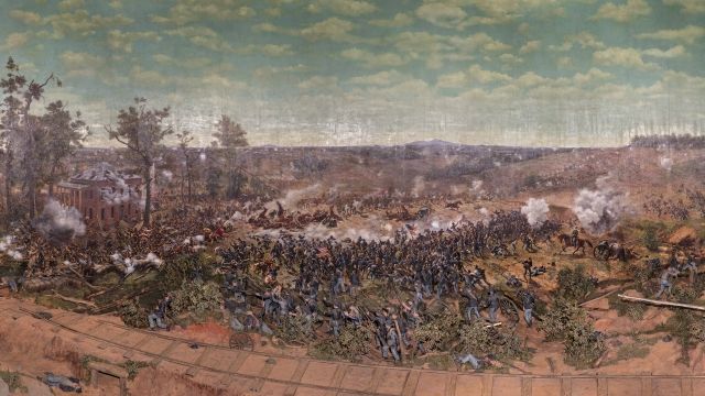 Photo of "The Battle of Atlanta" painting.