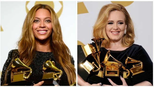 Beyoncé and Adele at the Grammys.