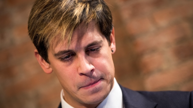 Milo Yiannopoulos speaks during a press conference