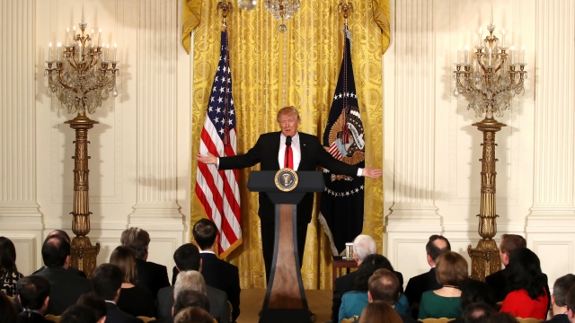 President Donald Trump during a press conference.