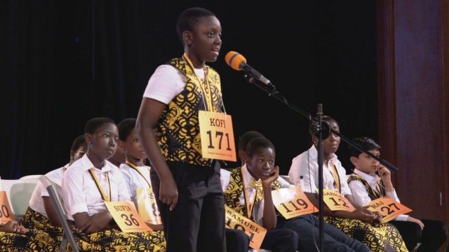 Children compete in Ghana's 2017 spelling bee.